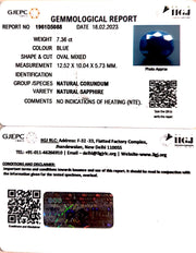 7.36/CT Natural Blue Sapphire with Govt Lab Certificate (2331)